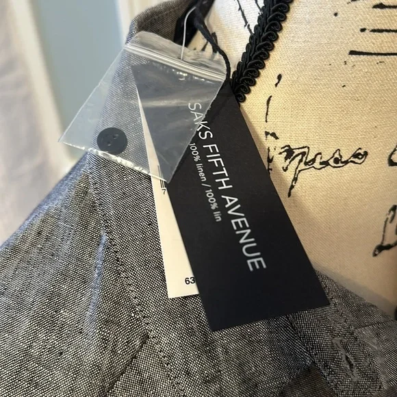 Saks Fifth Ave 100% Linen Summer Beach Dress, Size Large, New With Tags. - Picture 7 of 11